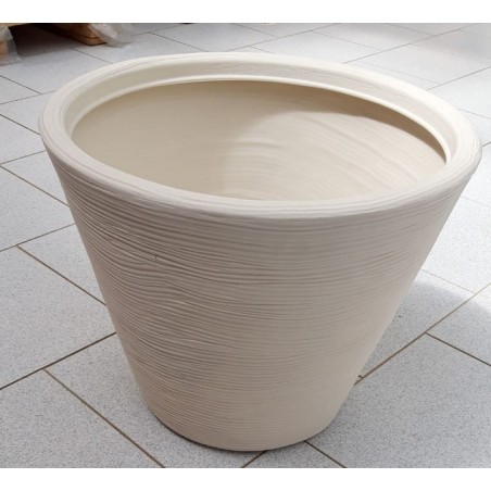 Vaso campana rigata shabby cm 45 colore bianco perla | Laserrafiori...