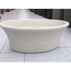 Vaso cassetta rugosa 'Ragusa' 46x26 cm colore  bianco perla